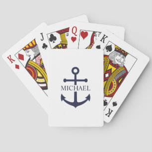 Jeu De Cartes Ancre bleue marine Nom personnalisé