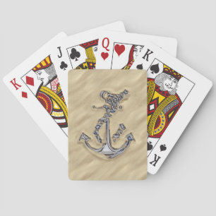 Jeu De Cartes Ancre de corde argentée Chrome dans le sable