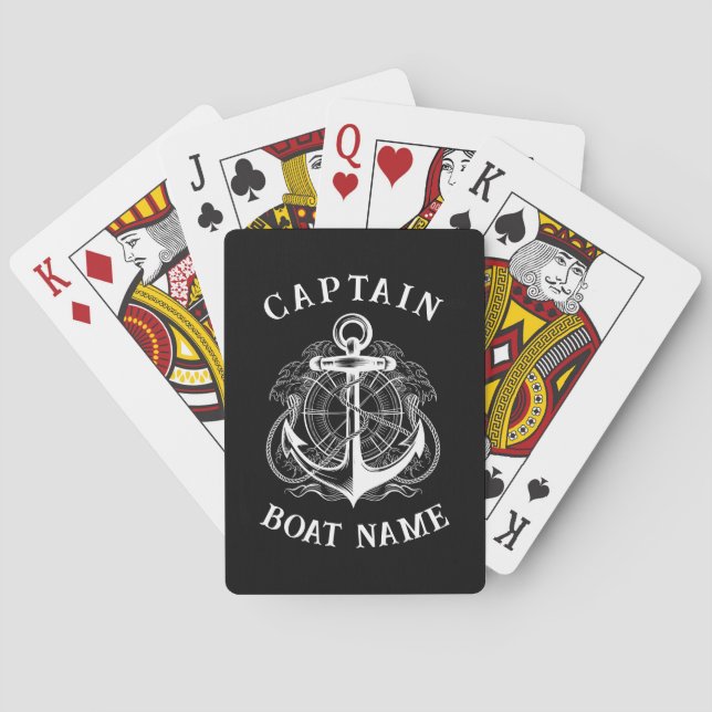 Jeu De Cartes Ancre de nom de bateau du capitaine nautique perso (dos)