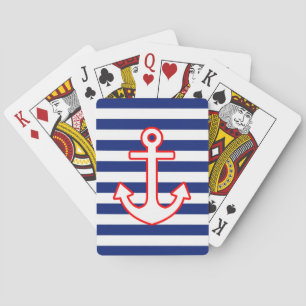 Jeu De Cartes Ancre de style nautique sur les bandes