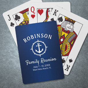 Jeu De Cartes Ancre nautique Famille Réunion Marine Bleu & Blanc
