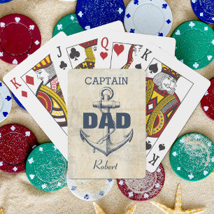 Jeu De Cartes Ancre nautique personnalisée Capitaine Papa