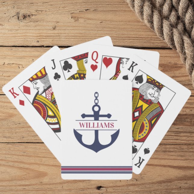 Jeu De Cartes Ancre personnalisée Nautique (Personalized Name Anchor Playing Cards)