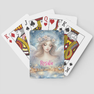 Jeu De Cartes Ange de neige givré éthéré bleu festif