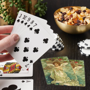 Jeu De Cartes Ange de Noël victorien avec une étoile dorée vinta