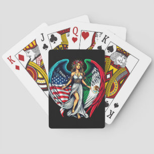 Jeu De Cartes Ange drapeau américain et mexicain woMan Art patri