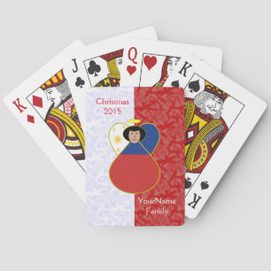 Jeu De Cartes Ange philippin aux cheveux noirs habillé en drapea
