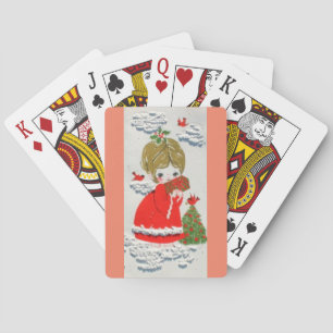 Jeu De Cartes Ange vintage de Noël de la moitié du siècle