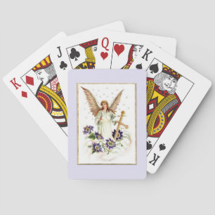 Jeu De Cartes Angel Avec Croix Et Fleurs Clematis Jouer À Vélo