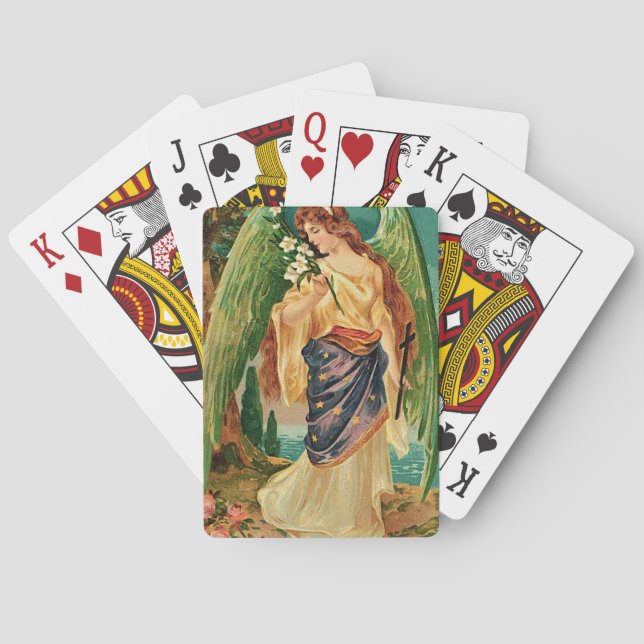 Jeu De Cartes Angel tenant une branche florale (dos)