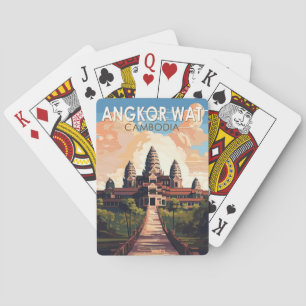 Jeu De Cartes Angkor Vat Cambodge Travel Art Vintage