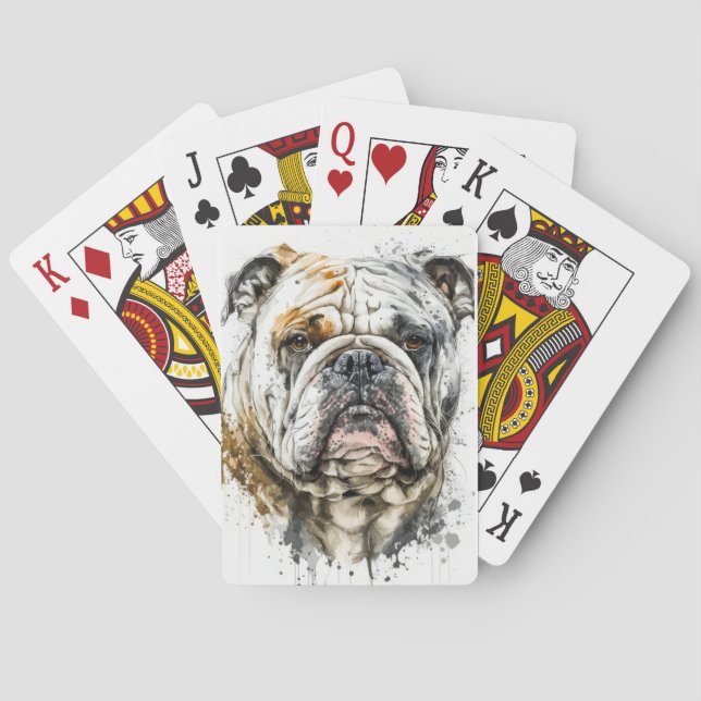 Jeu De Cartes Anglais Bulldog Portrait Animal Peinture Faune (dos)