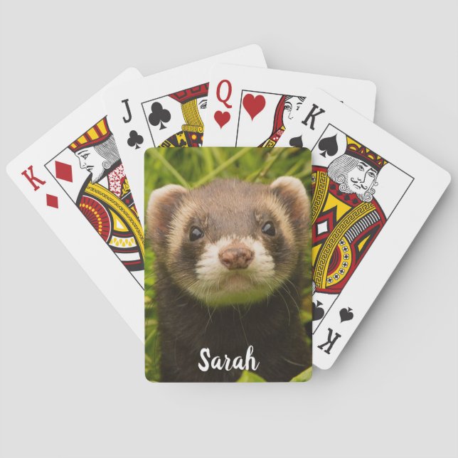 Jeu De Cartes Animal Brown Bandit Ferret dans l'herbe (dos)