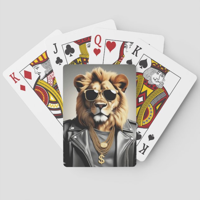 Jeu De Cartes Animal cool Avec Veste En Cuir Et Lunettes De Sole (dos)