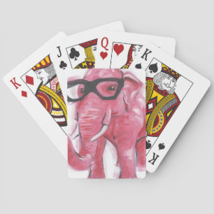 Jeu De Cartes Animal Dapper   Eléphant Rose Dans Les Lunettes De