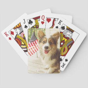 Jeu De Cartes Animaux de bébés cutest   American Flag Corgi