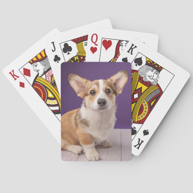 Jeu De Cartes Animaux de bébés cutest | Corgi Chiple sur Purple (dos)