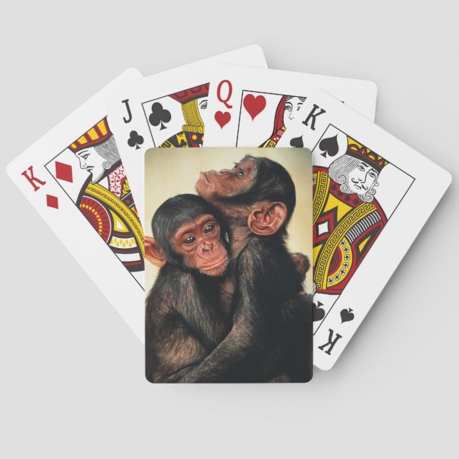 Jeu De Cartes Animaux de bébés cutest | Hug de chimpanzé (dos)
