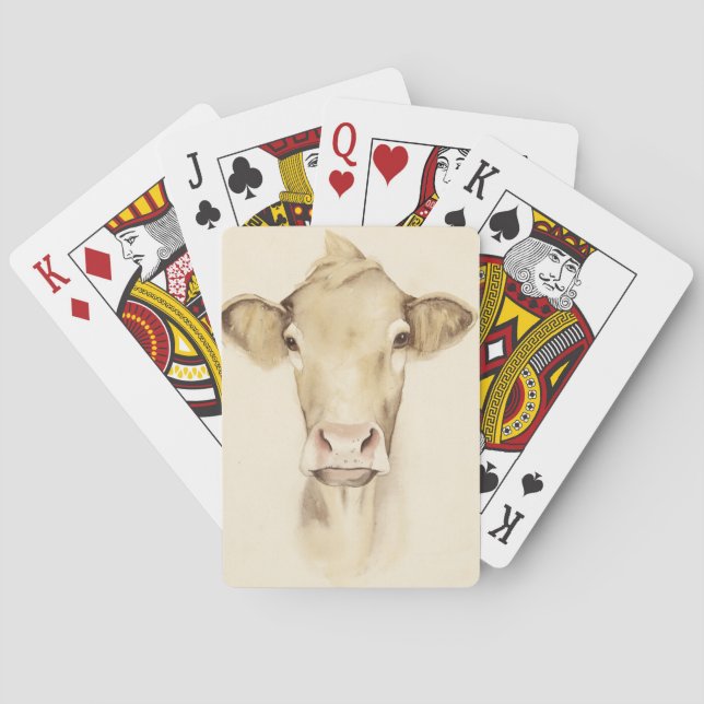 Jeu De Cartes Animaux de grange à l'aquarelle | Vache (dos)