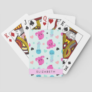 Jeu De Cartes Animaux de mer, poulpe, méduse, Coeurs, Votre nom