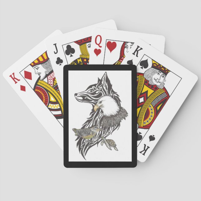 Jeu De Cartes Animaux guides loup, aigle, bécasse, tortue (dos)