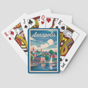 Jeu De Cartes Annapolis Maryland Skyline Travel Art Vintage