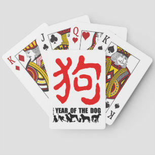 Jeu De Cartes Année chinoise du jeu d'idéogramme de rouge du
