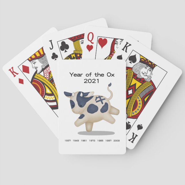 Jeu De Cartes Année de l'animal zodiaque Ox Cute 2021 (dos)