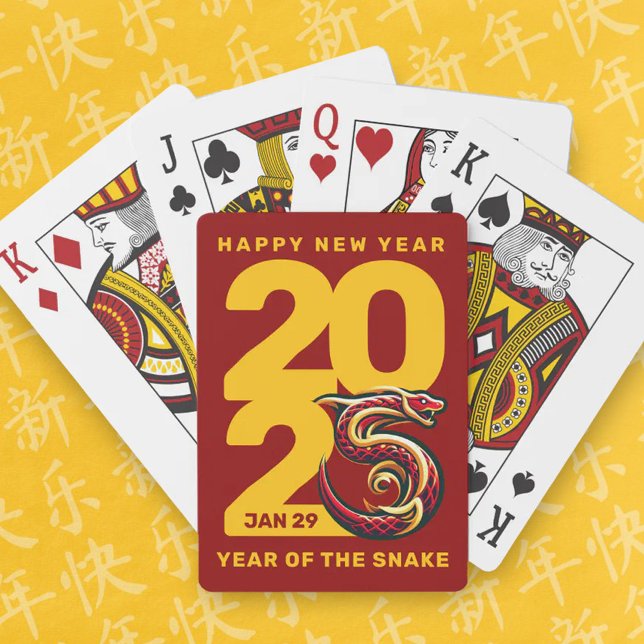 Jeu De Cartes Année rouge or du serpent 2025 (CNY 2025 Poker Playing Cards Fans Cover Photo)