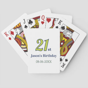 Jeu De Cartes anniversaire 21 ans nom en lettre jaune bleu vert 