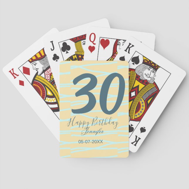 Jeu De Cartes anniversaire 30 ans ajouter nom date année jaune b (dos)