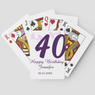 Jeu De Cartes anniversaire 40 ans nom date année épingle florale