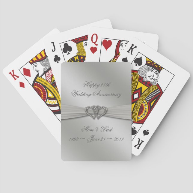 Jeu De Cartes Anniversaire classique du Mariage d'argent (dos)