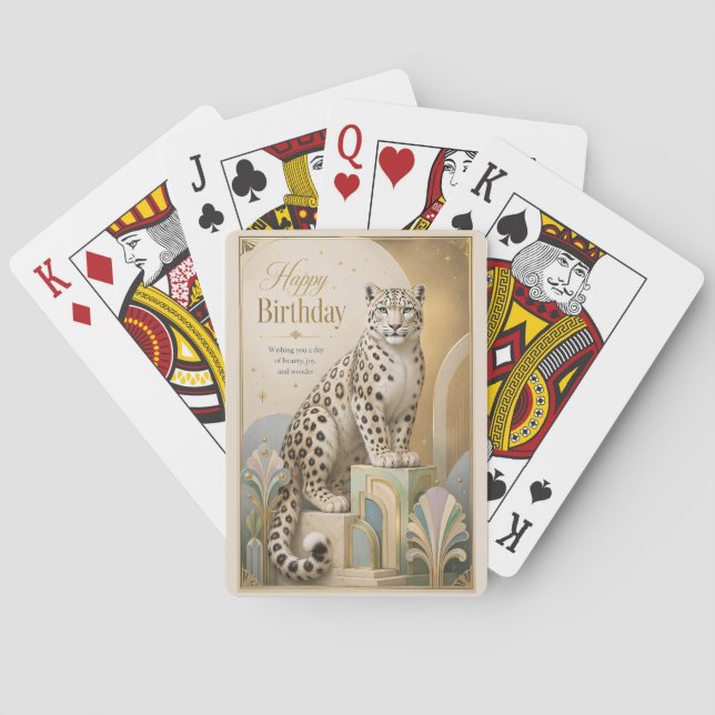 Jeu De Cartes Anniversaire de la Panthère des Neiges Dorée Éléga (dos)