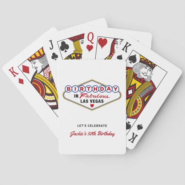 Jeu De Cartes Anniversaire en Fabrique Las Vegas Blanc (dos)