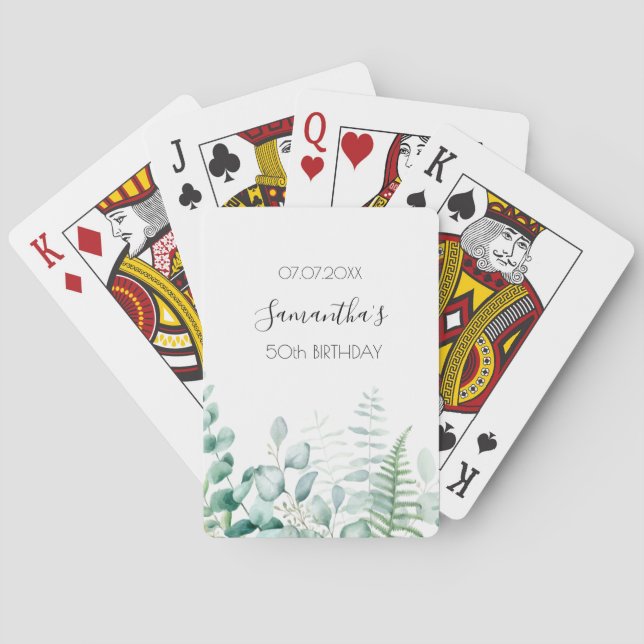 Jeu De Cartes Anniversaire eucalyptus vert nom fougères de bois (dos)