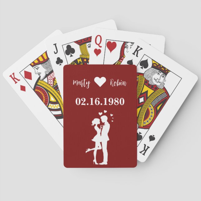 Jeu De Cartes Anniversaire Jouer Cartes Couple Silhouette (dos)