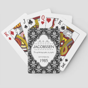 Jeu De Cartes Anniversaire mariage personnalisé noir et blanc
