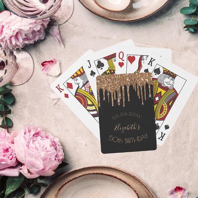 Jeu De Cartes Anniversaire noir parties scintillant or gouttes m (Créateur téléchargé)