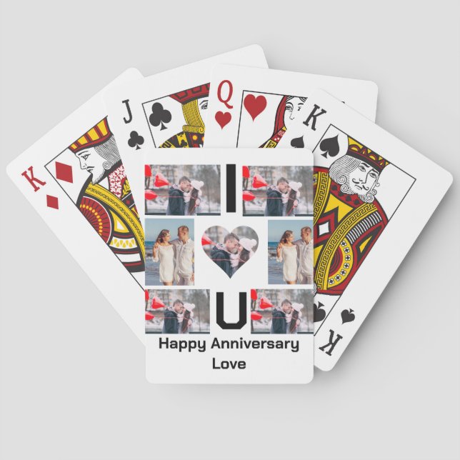 Jeu De Cartes Anniversaire personnalisé I Love you 7 Collage pho (dos)