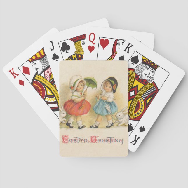 Jeu De Cartes Antique Enfants Rabat Art de Pâques (dos)