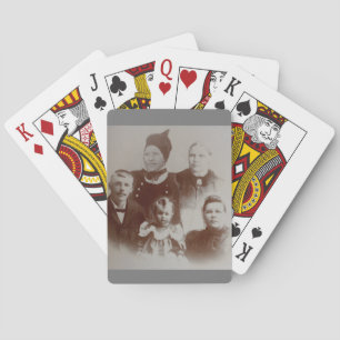 Jeu De Cartes Antique Famille Collage Photo B&W Image
