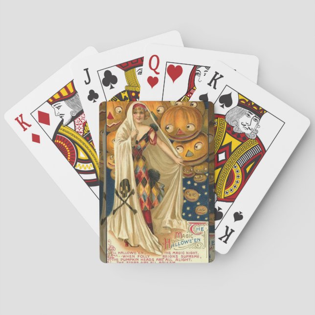 Jeu De Cartes Antique Halloween Jack-o'-lantern Costume Femme (dos)