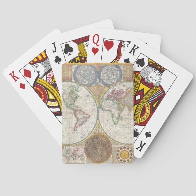 Jeu De Cartes Antique Vintage carte du monde (dos)