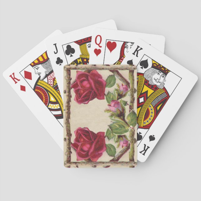 Jeu De Cartes Antiquité victorienne rustique de vieux rose (dos)
