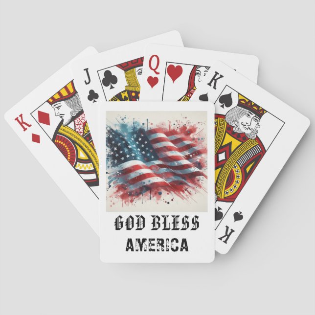 Jeu De Cartes *** AP16 Drapeau Américain Rouge Blanc Bleu Jouez  (dos)