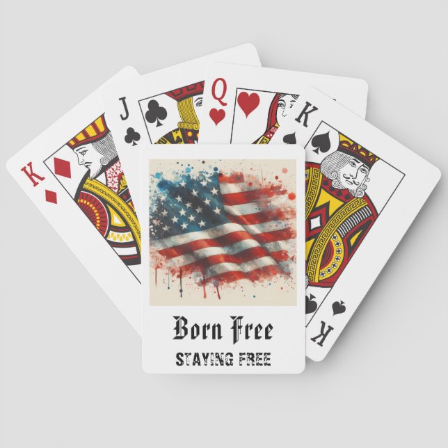 Jeu De Cartes *** AP16 Drapeau Américain Rouge Blanc Bleu Jouons (dos)
