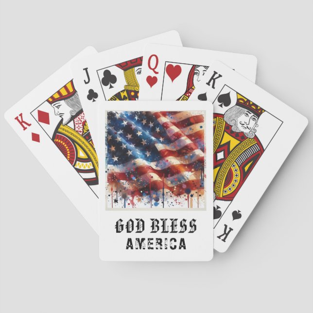 Jeu De Cartes *** AP16 Drapeau Américain Rouge Blanc Bleu Jouons (dos)