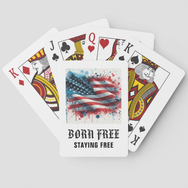 Jeu De Cartes *** AP16 Drapeau Américain Vétéran 1 Né Libre (dos)