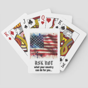 Jeu De Cartes *** AP16 Drapeau Amérique 4 citation JFK Ne demand